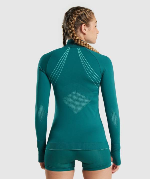 Damske Pulovre Gymshark Apex Seamless 1/4 Zip Tyrkysové | XG7280491